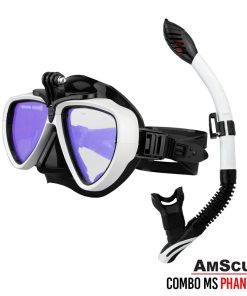 AmScud Combo Set Mask + Snorkel Phantom Dive Mask w/Mount for GoPro Cameras