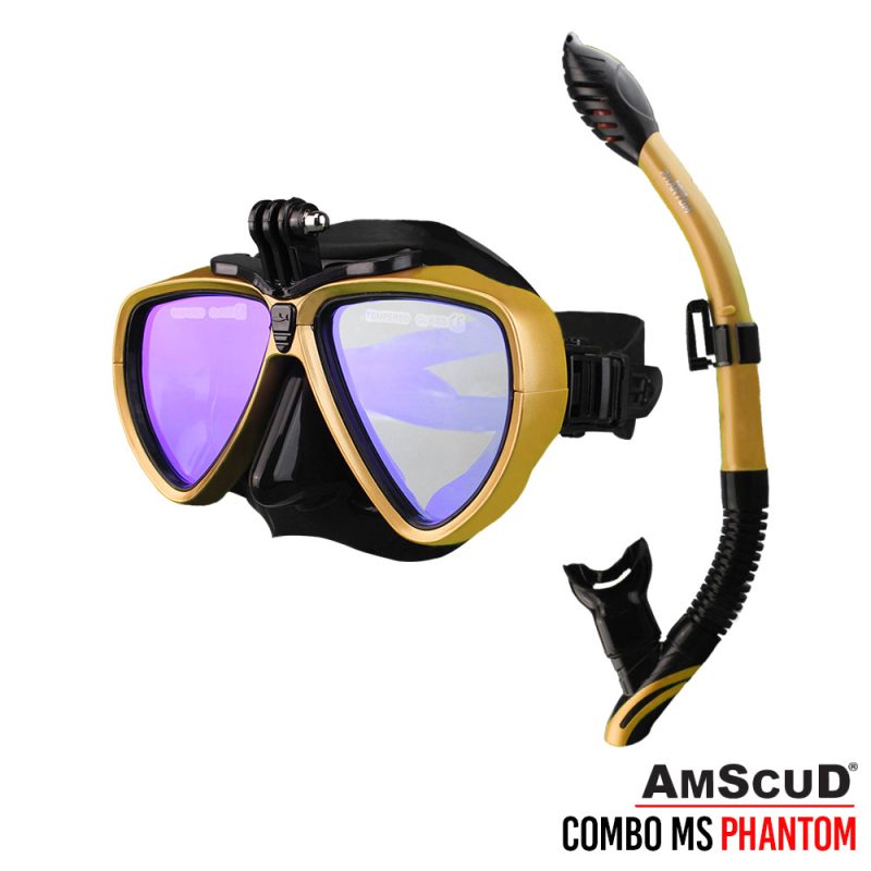 AmScud Combo Set Mask + Snorkel Phantom Dive Mask w/Mount for GoPro ...
